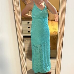 Judith March Seafoam Lace Maxi Dress - V-Neck Sleeveless